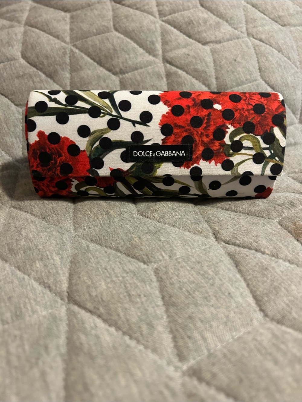 Dolce & Gabbana White Polka Dot & Red Floral Sunglasses Case